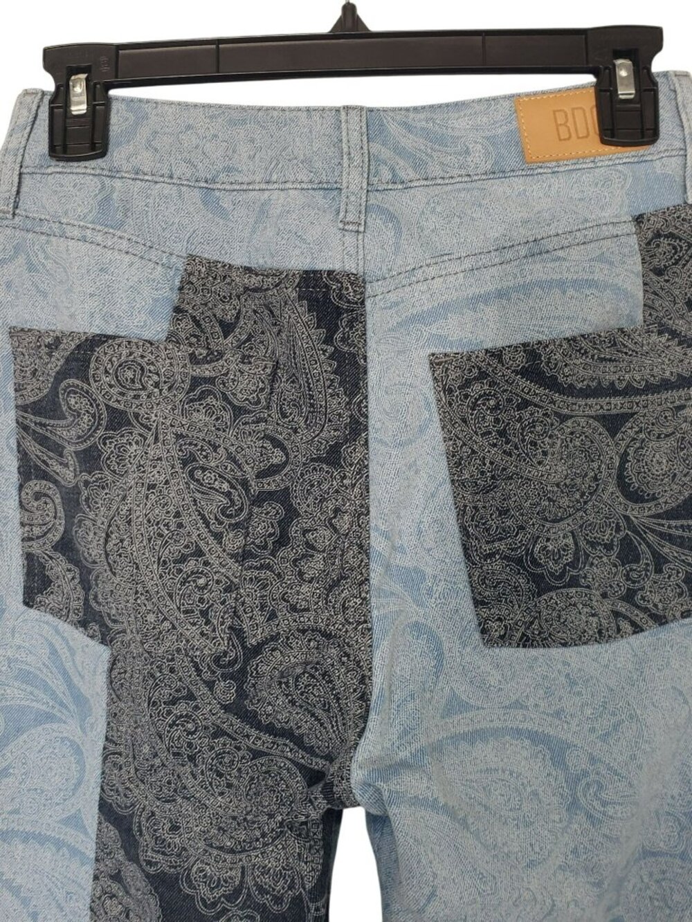 BDG Urban Outfitters Blue Paisley Patchwork Bandana Print Mom Jeans Retro Vtg - Picture 10 of 11